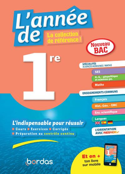 L'Année de 1re Spécialités de Sciences humaines / Maths + Enseignements communs - Sophie Pailloux-Riggi - broché