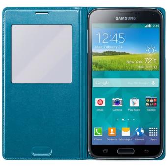 Etui Samsung S-view pour Galaxy S5 G900, Bleu à motifs