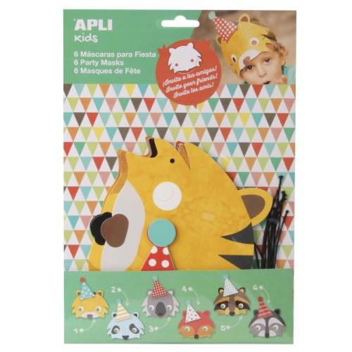 Kit anniversaire de 6 masques invitations Apli Kids