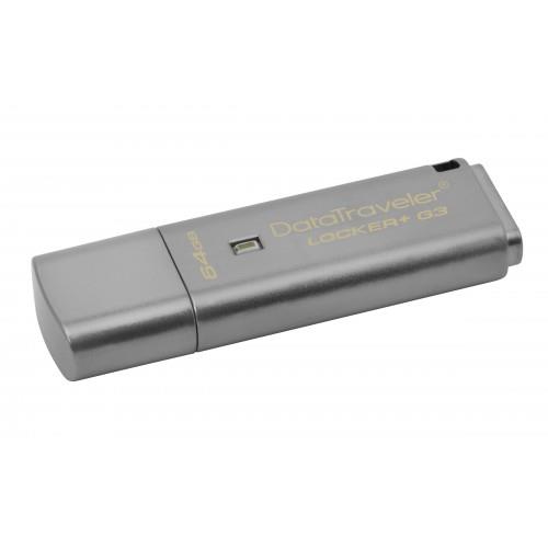 Clé USB 3.0 Kingston DataTraveler Locker+ G3 64 Go Argent