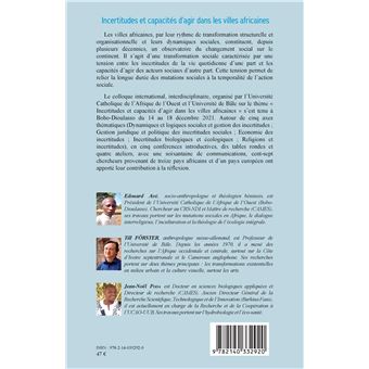 Incertitudes et capacités d'agir dans les villes africaines