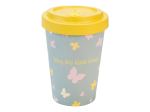 Mug en bambou Woodway motif papillons Enjoy the Little Things jaune 400 ml