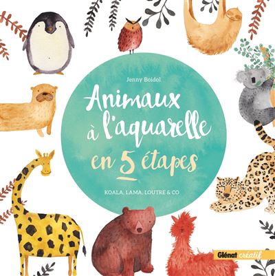 Animaux à l'aquarelle en 5 étapes koala, lama, loutre