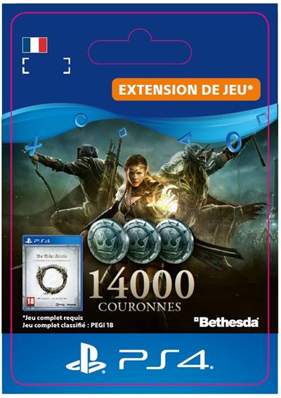 Pochette avant du jeu Code de téléchargement extension DLC The Elder Scrolls Online 14000 Couronnes PS4