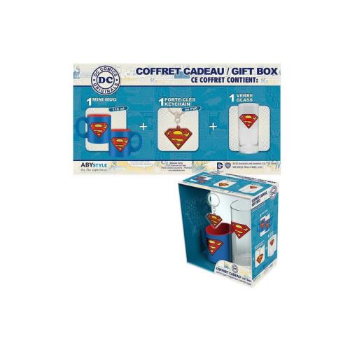 Coffret cadeau DC Comics Superman ABYstyle 1 mini-mug 110ml + 1 porte-clés en PVC + 1 verre 29cl