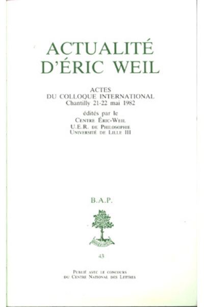 Weil actualite d'eric weil