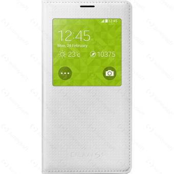 Etui Samsung S-view pour Galaxy S5 G900, Blanc à motifs