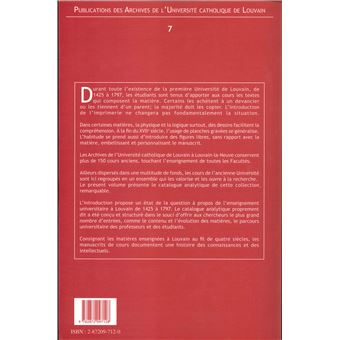 Collection de cours manuscrits de l'Université de Louvain 1425-1797