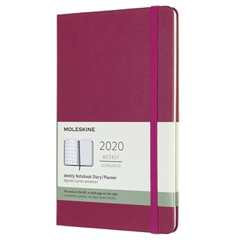 Agenda 2020 Semainier Grand Format Rose Vif Rigide