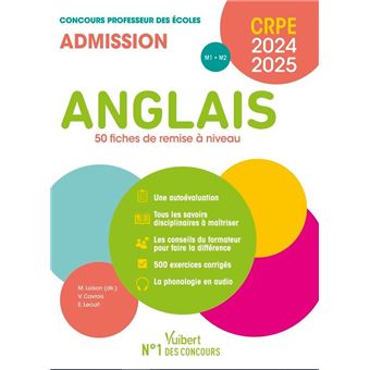Anglais - CRPE 2024-2025 - 50 fiches de remise à niveau