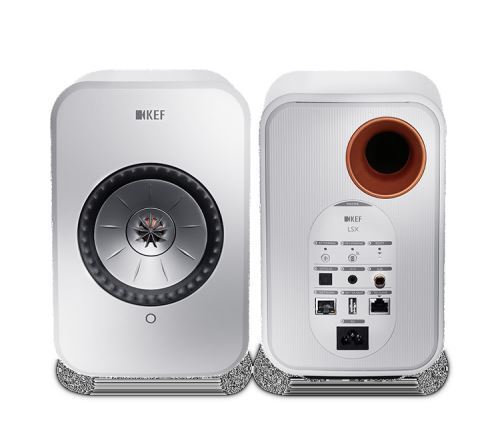 Enceintes actives Hifi connectées Kef LSX Blanc Brillant vendues par paire  + Platine vinyle Bluetooth Teac TN-280BT-A3 Noyer