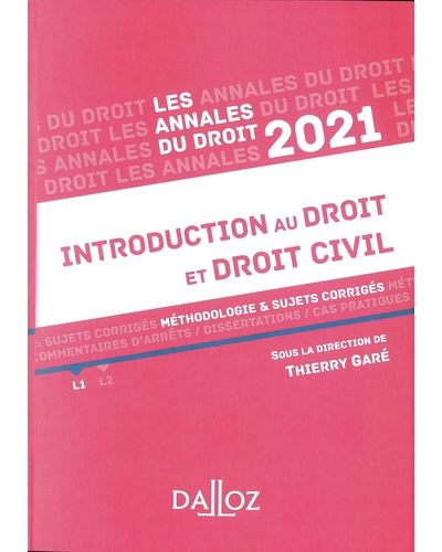 Annales Introduction au droit et droit civil 2021