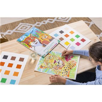 Peinture au numéro grands félins - 2 tableaux géants avec pinceau et palette de peinture papier