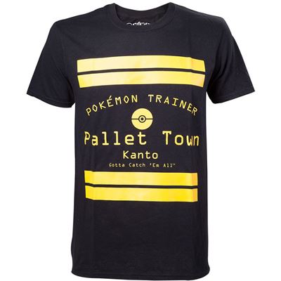 T-Shirt Pokémon Pallet Town Kanto Homme Taille M Noir