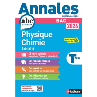 Annales Bac Physique Chimie Term. 2026 - Corrigé
