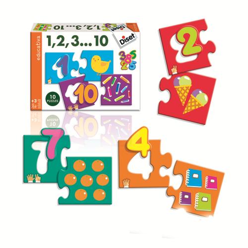 Puzzle 10 pièces Diset - 1, 2, 3…10