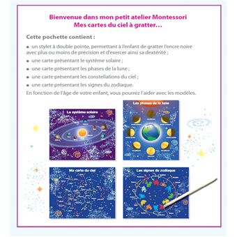 Mes petits ateliers Montessori - Mes cartes du ciel à gratter