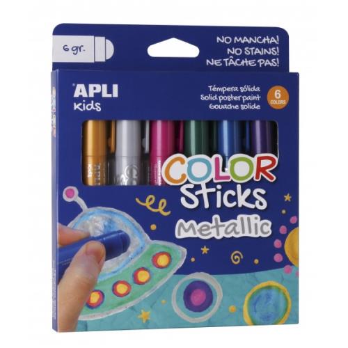 Apli Kids 14405 - Pack de 6 Tubes Gouache Solide - M&eacute;tallis&eacute; - 6g