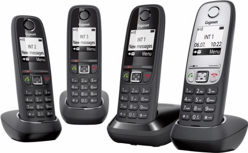 Gigaset Dect AS405 Quattro 3 Black+1 Silver/100 Num/ Handsfree