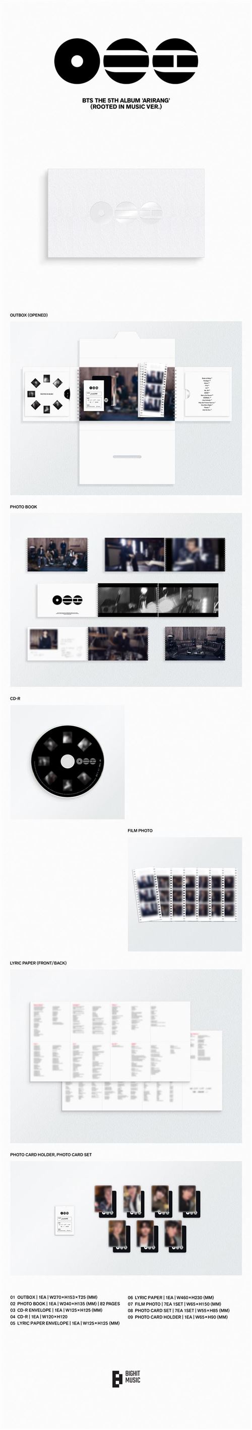 BTS The 5th Album 'ARIRANG' (Rooted In Music Version) - Box - BTS