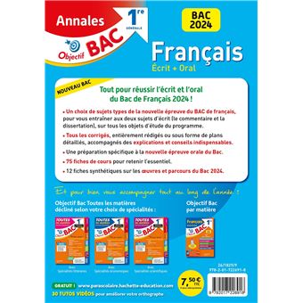 Annales Objectif BAC 2024 - Français 1res