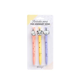 Pack de 3 stylos Mr. Wondeful Personnages Wonder