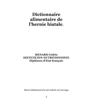 Dictionnaire alimentaire de l'hernie hiatale