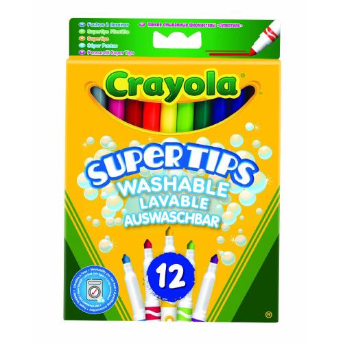 Crayola Supertips 12 Feutres à dessiner lavables - Dessin et