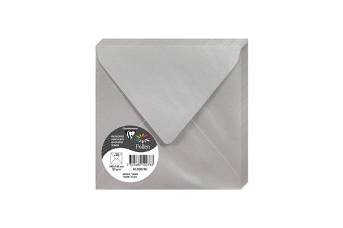 Lot de 25 enveloppes A4 Pollen 14 x 14 cm Argent