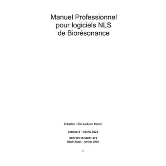 Manuel professionnel pour logiciels NLS de Biorésonance