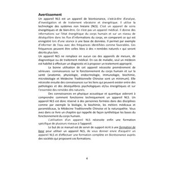 Manuel professionnel pour logiciels NLS de Biorésonance