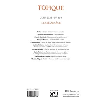 Topique 154 le grand âge