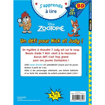 Disney  BD  Fin de CP- CE1 - Zootopie - Un défi pour Nick et Judy !
