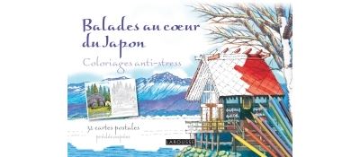 Balades au coeur du Japon Carnet coloriages carte postale