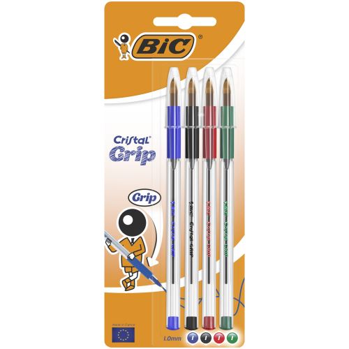 Lot de 4 stylos à bille Bic Cristal Grip
