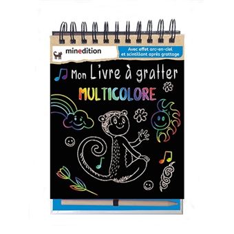 Livre à Gratter Adultes - 12 Fleurs Colorées Sur Fond Blanc & Noir, Avec Stylo Inclus
