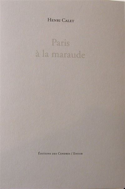 Paris à la maraude