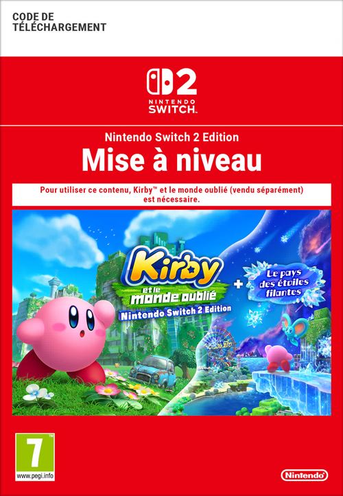 Code de téléchargement mise à niveau Kirby et le monde oublié + le pays des étoiles filantes Nintendo Switch 2