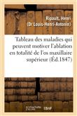 Tableau indicatif des maladies qui peuvent motiver l'ablation en totalité de l'os maxillaire