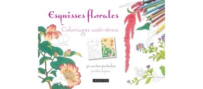 Esquisses florales coloriages cartes postales