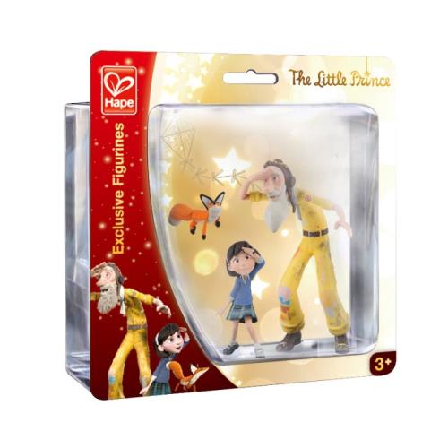 Figurines Le Petit Prince - La petite fille L'aviateur et Le renard Hape