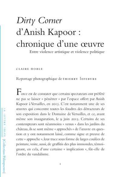Dirty Corner d'Anish Kapoor : chronique d'une oeuvre