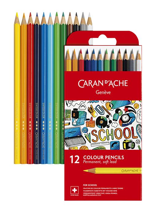 Etui de 12 crayons de couleur Caran d'Ache School Line Crayon de