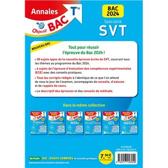 Annales Objectif BAC 2024 - Spécialité SVT