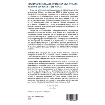 Commentaire des grands arrêts de la cour africaine des droits de l'homme et des peuples