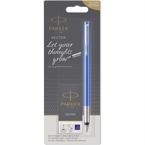 Prkr Bleue Stylo Plume Parker Vector Avec 5 Cartouches D'encre Modèle Aléatoire