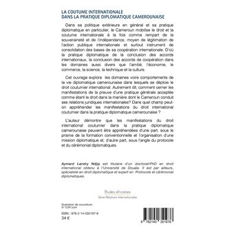 La coutume internationale dans la pratique diplomatique camerounaise