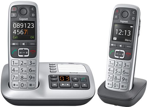 Gigaset E560A Duo - Téléphone sans fil - système de répondeur avec ID d appelant - ECO DECT\GAP - anthracite + combiné supplémentaire