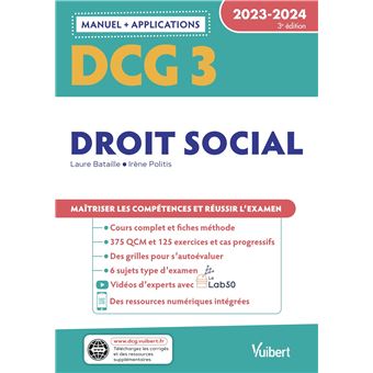 DCG 3 - Droit social : Manuel et Applications 2023-2024