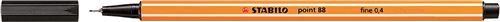 STABILO Lot de 12 Stylo-Feutres POINT 88 Pointe Fine 0,4 mm Noir